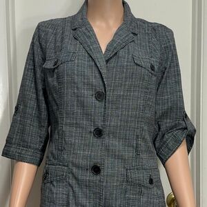 JKLA california Women's Blazer Size L 3/4 Sleeves Grey
